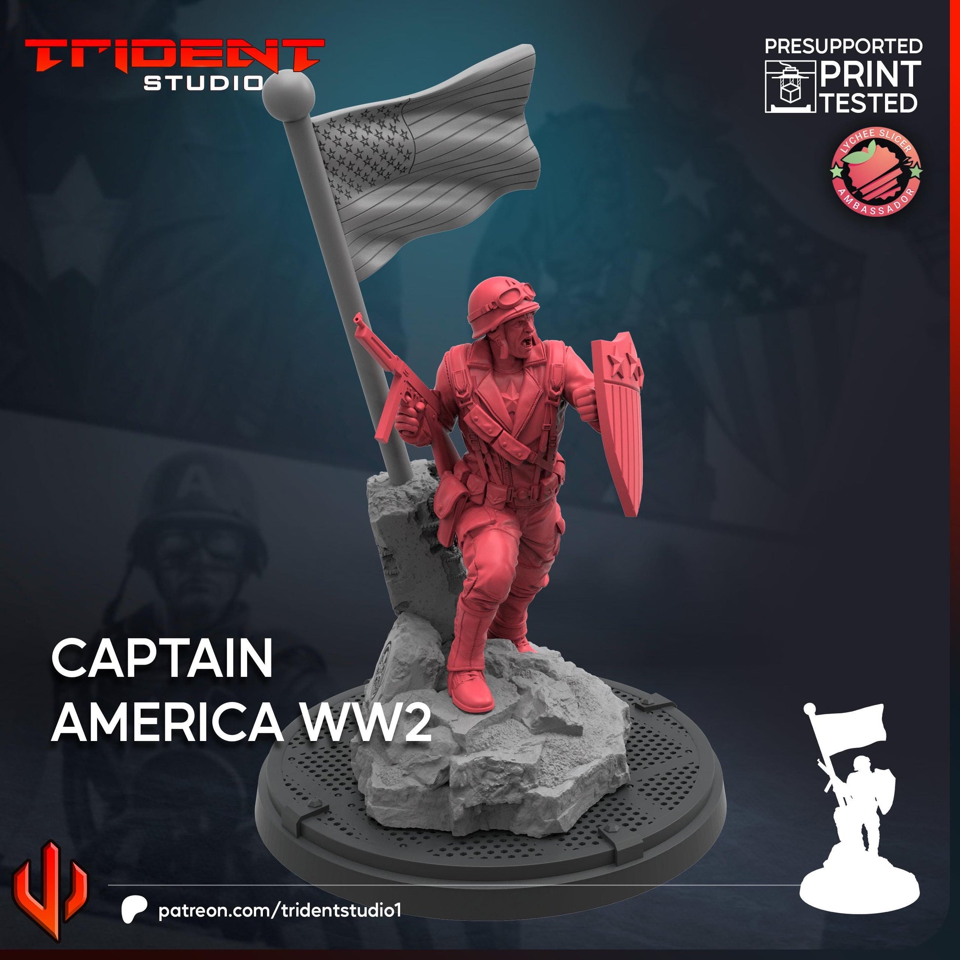 Captain America WW2 (Fan art sculpted by Trident Studio) (Crisis Protocol Proxy/Alternative)