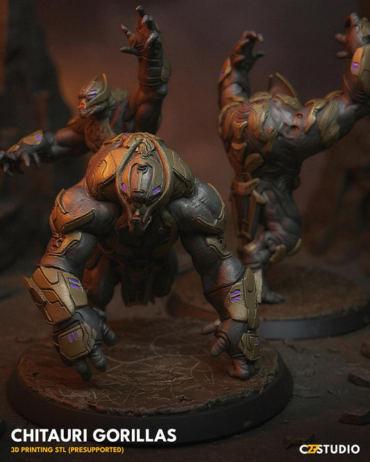 Chitauri Gorilla - Set of 3 - 32mm miniature (sculpted by C27 collectibles) (Crisis Protocol Proxy/Alternative)