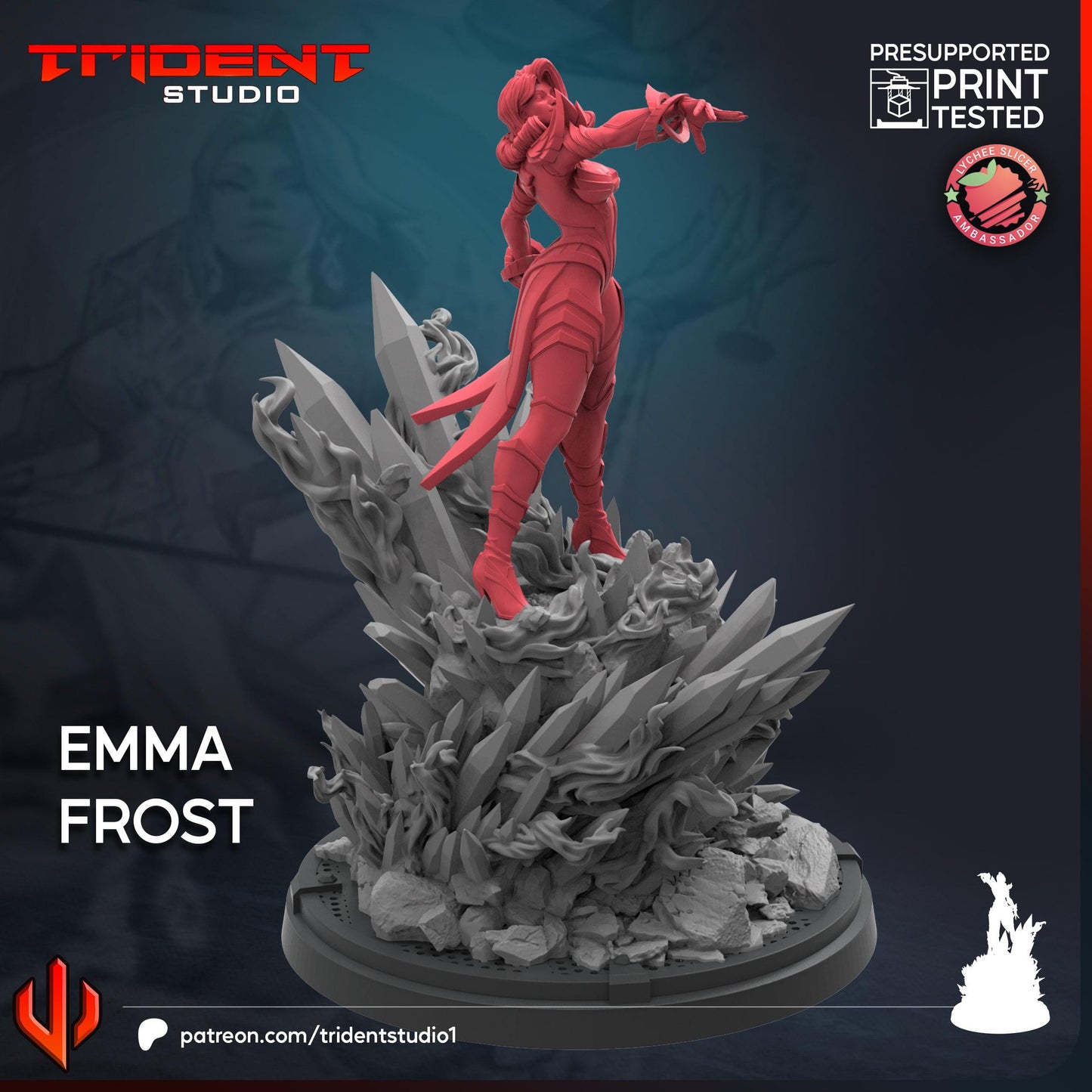 Emma Frost - Phoenix - Rivals (Fan art sculpted by Trident Studio) (Crisis Protocol Proxy/Alternative)