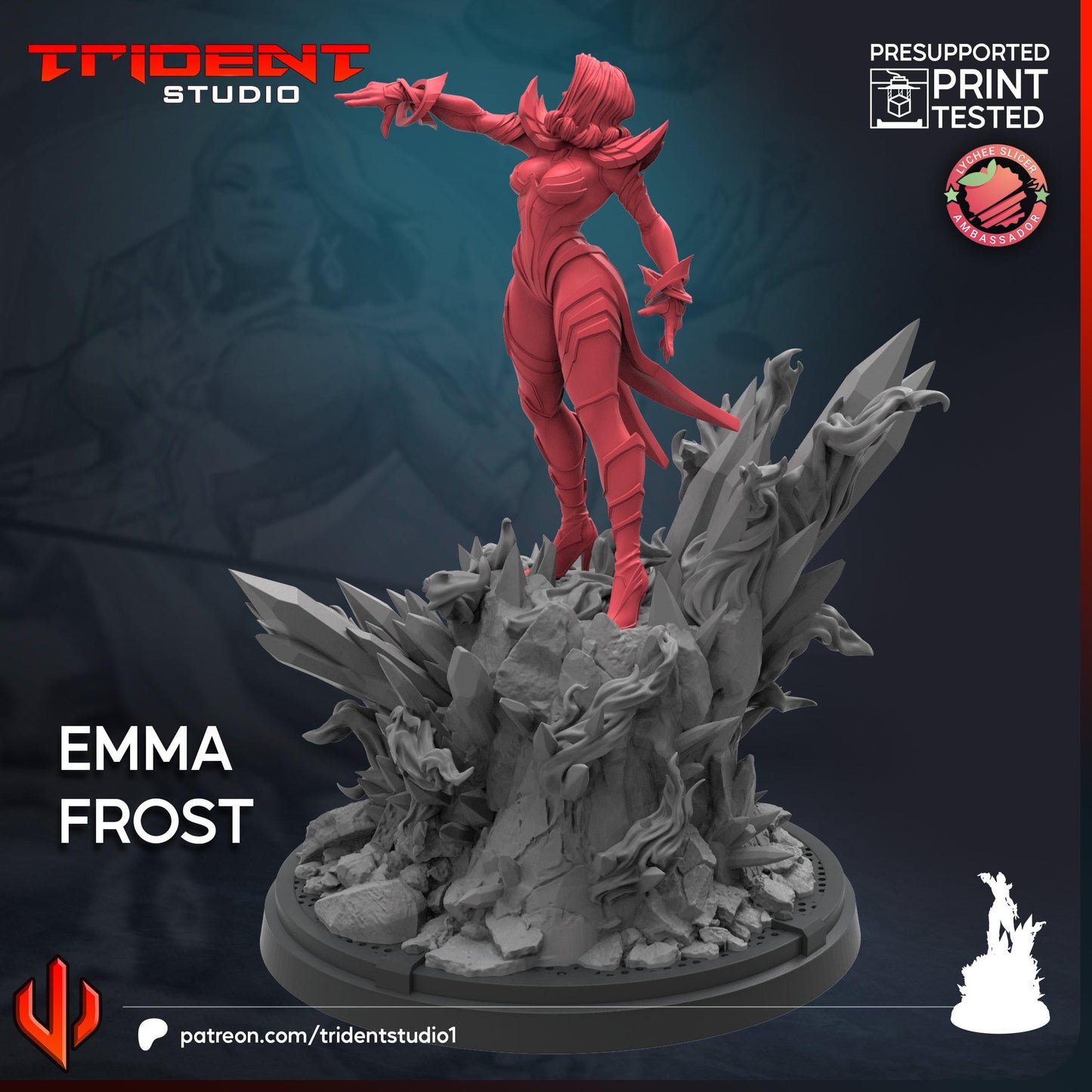 Emma Frost - Phoenix - Rivals (Fan art sculpted by Trident Studio) (Crisis Protocol Proxy/Alternative)