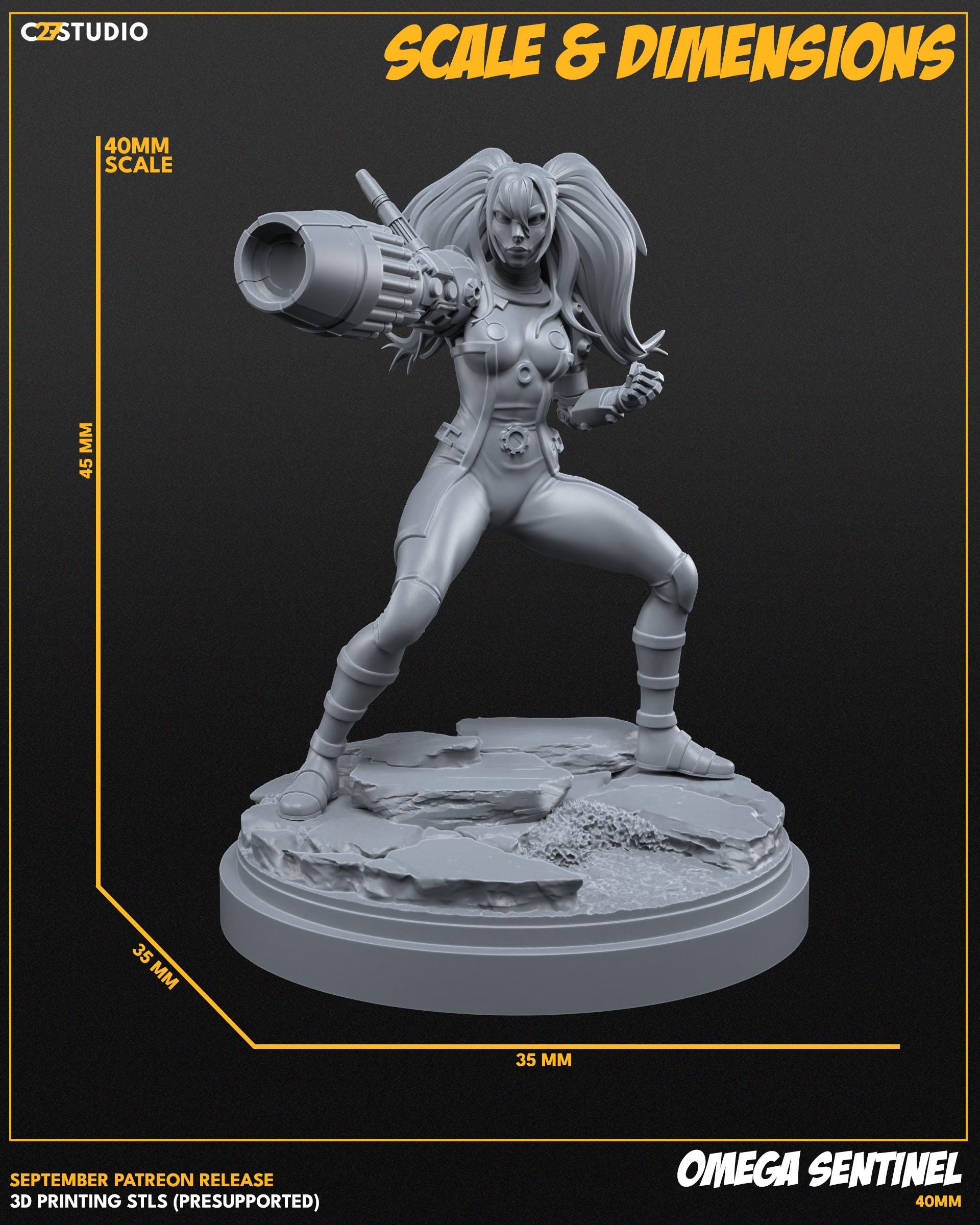 Omega Sentinel - 40mm miniature (sculpted by C27 collectibles) (Crisis Protocol Proxy/Alternative)