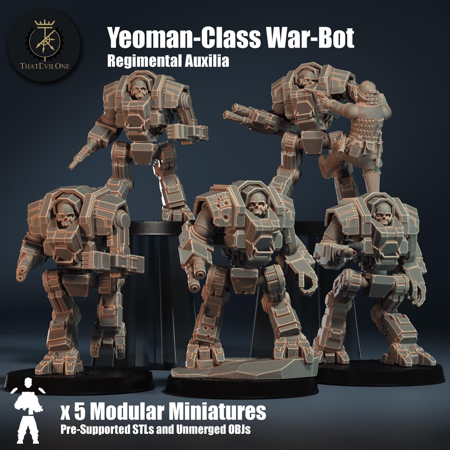 Yeoman-Class War-Bot - Regimental Auxilia (5) (sculpted by That Evil One)