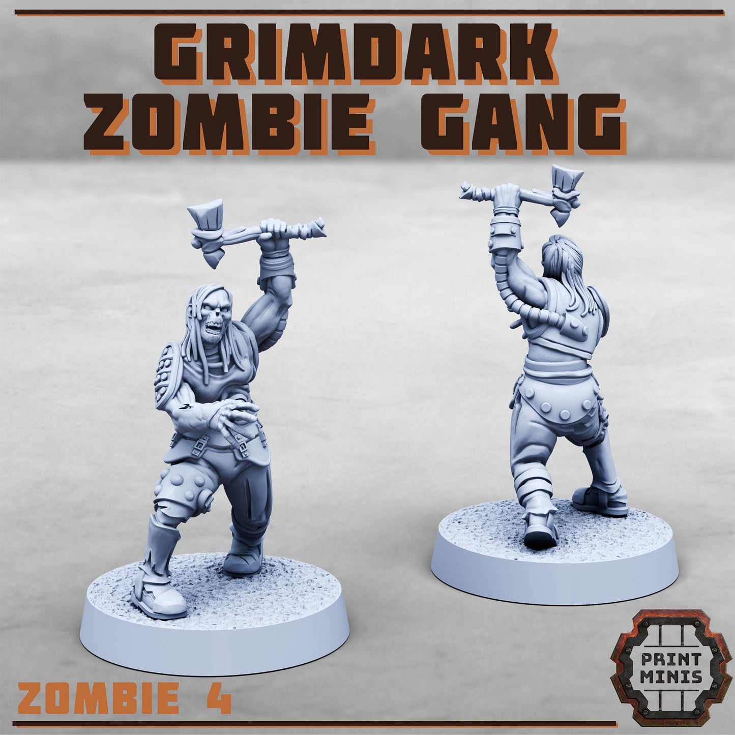 Grimdark Zombie Gang - 8 minis (by Print Minis)