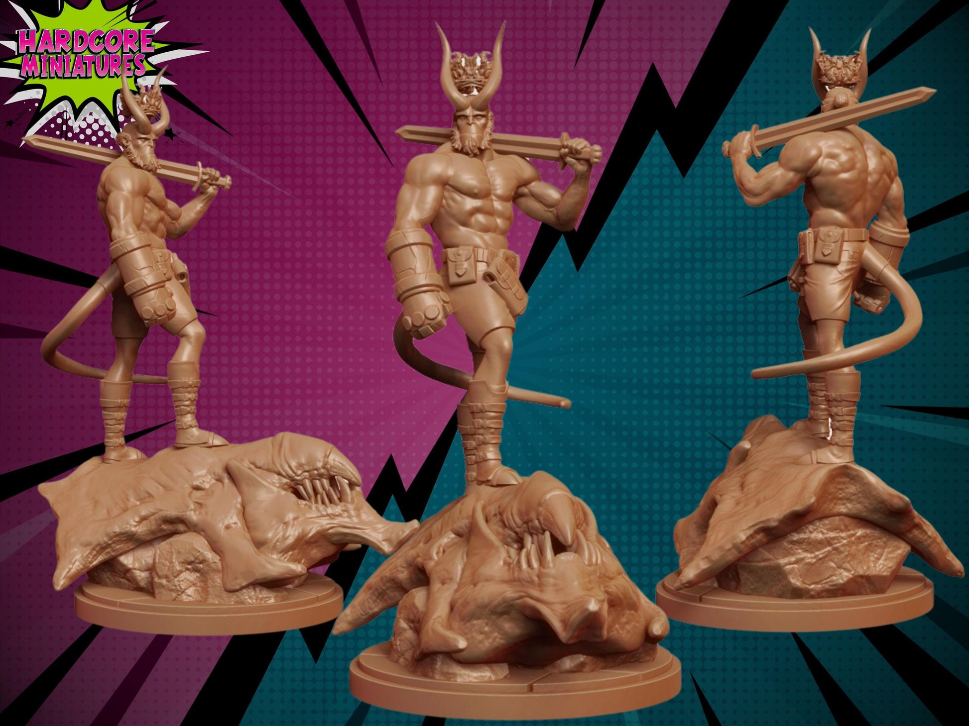 Hellboy - Fan Art 40mm Miniature (Sculpted by Hardcore Miniatures) (Crisis Protocol Proxy/Alternative)