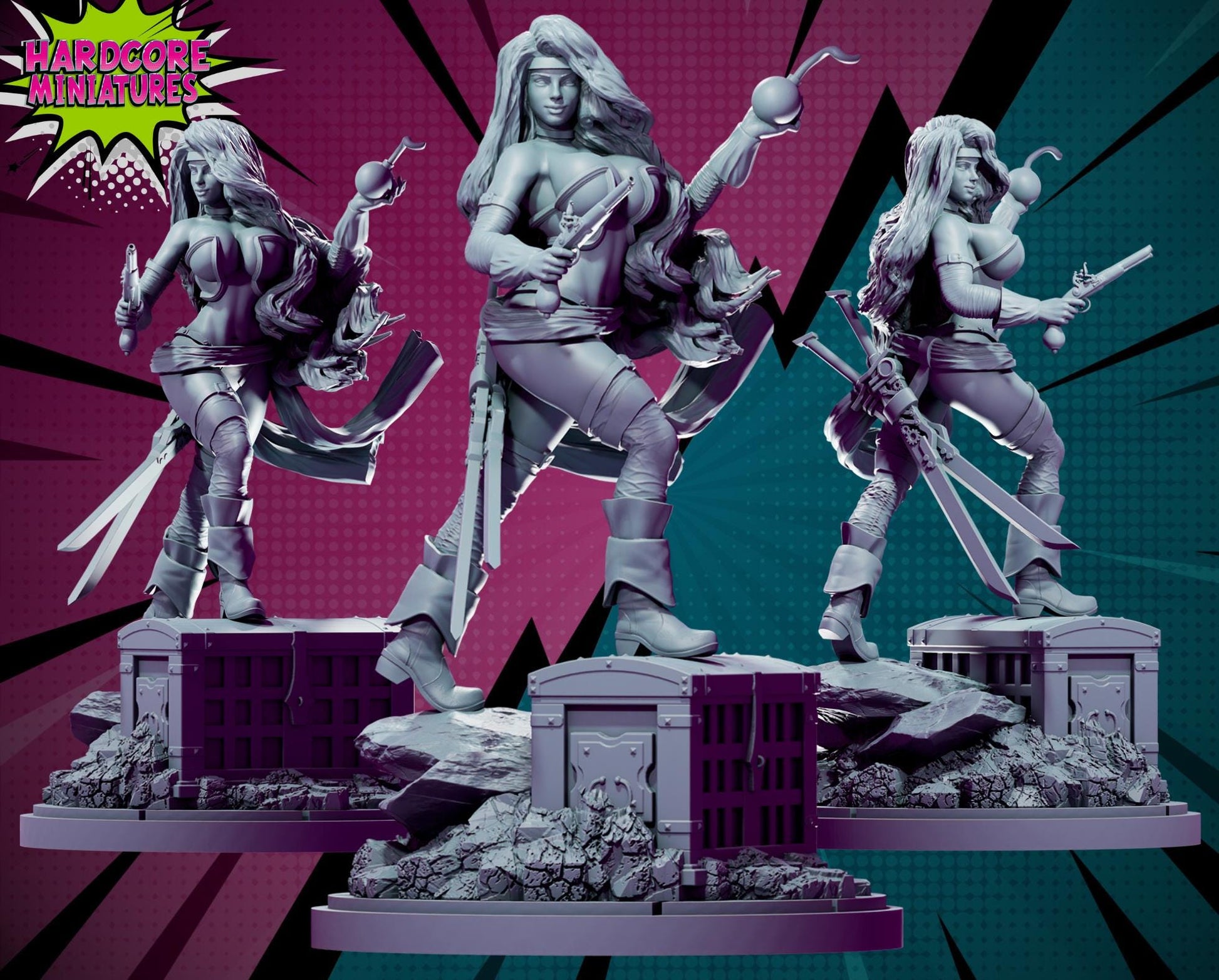 Red Monika - Fan Art 40mm Miniature (Sculpted by Hardcore Miniatures) (Crisis Protocol Proxy/Alternative)