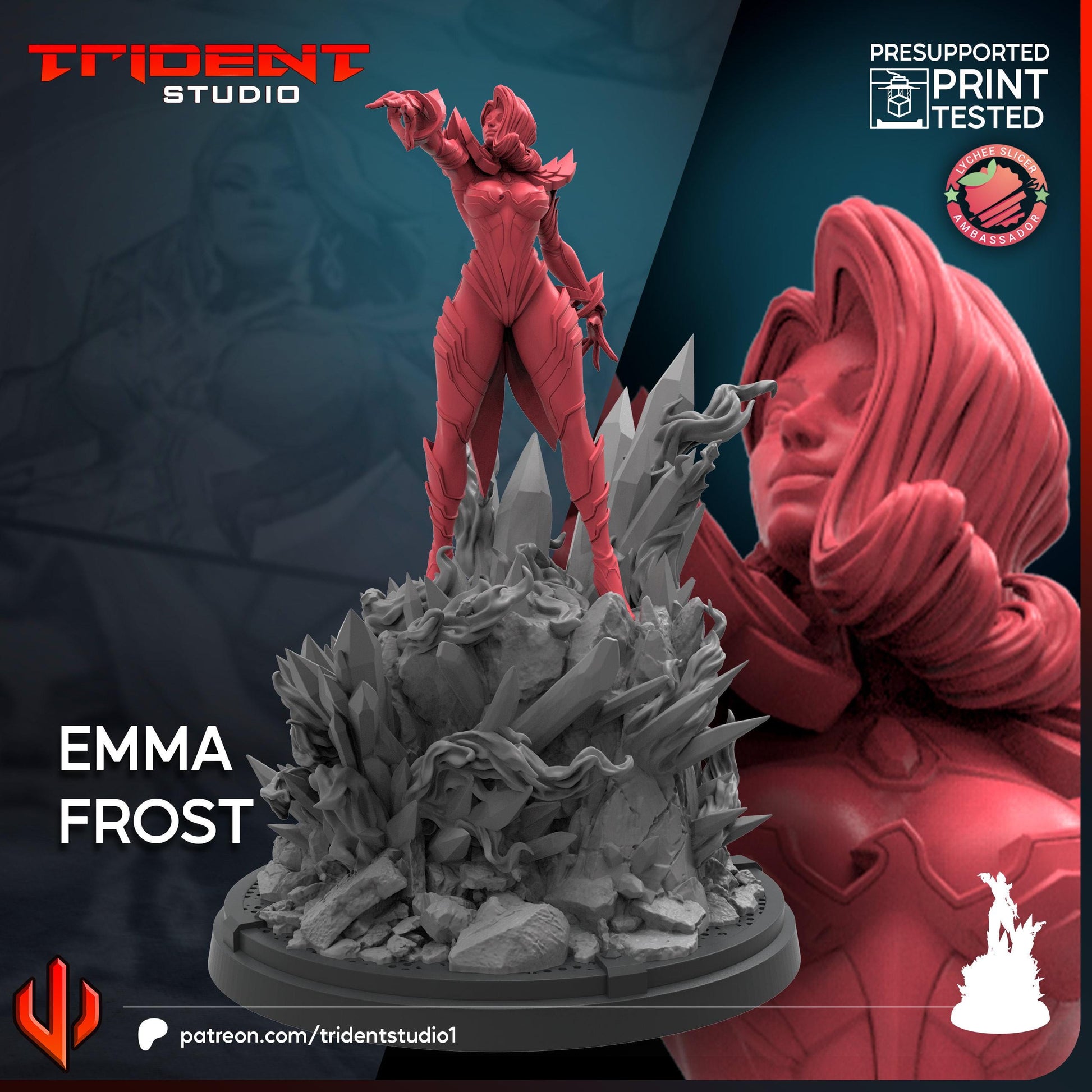 Emma Frost - Phoenix - Rivals (Fan art sculpted by Trident Studio) (Crisis Protocol Proxy/Alternative)