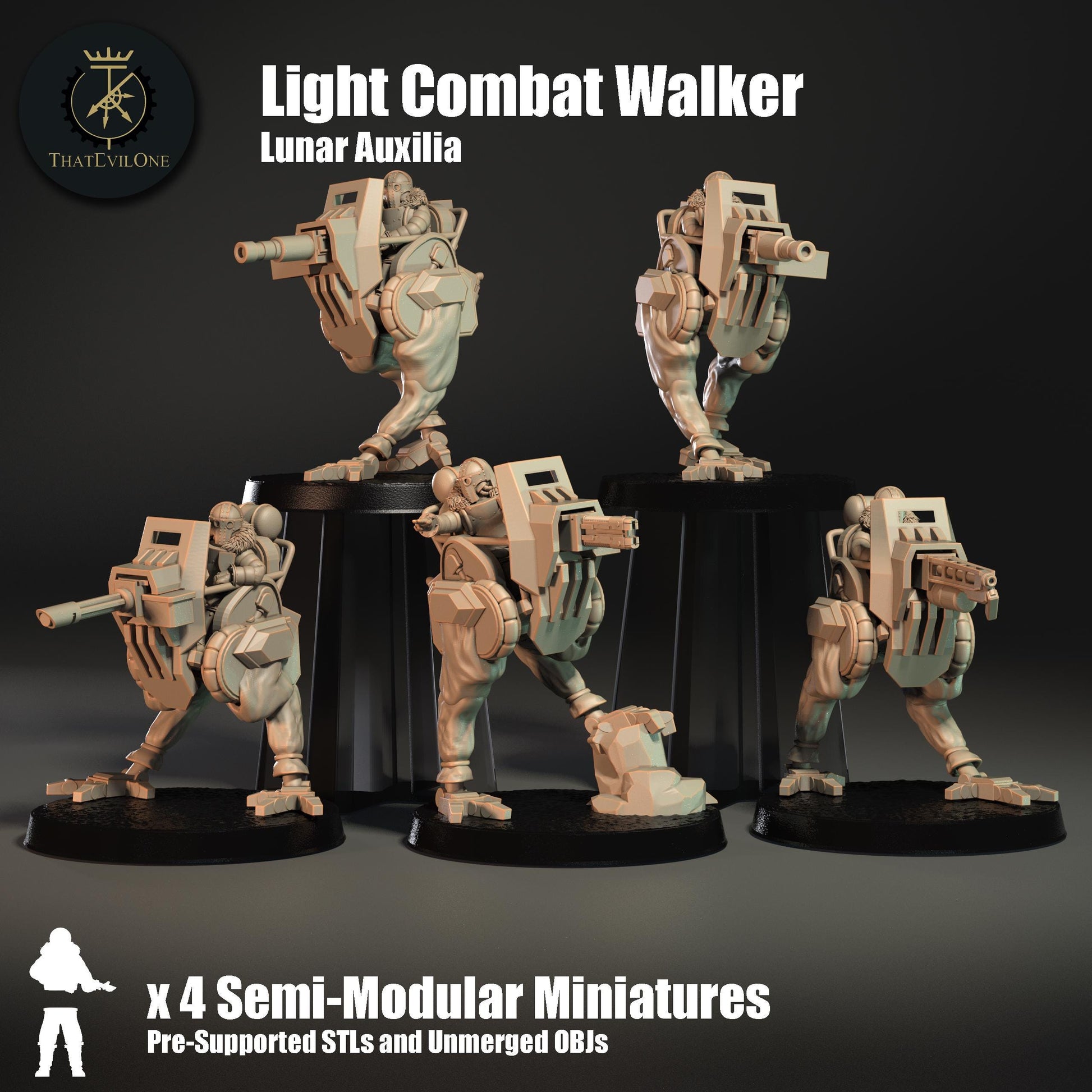Lunar Auxilia Light Combat Walkers (5) (sculpted by That Evil One)