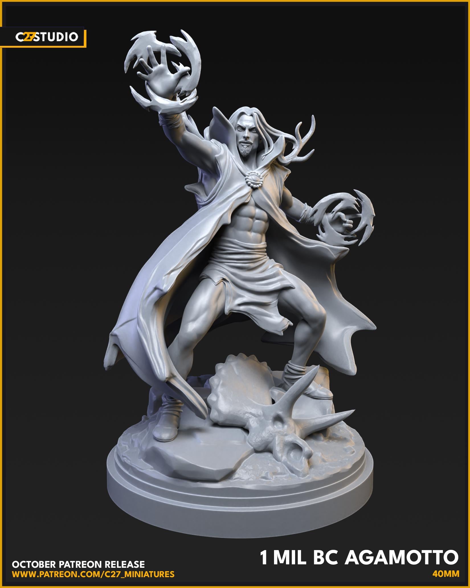 1 Mil BC Agamotto 40mm miniature (sculpted by C27 collectibles) (Crisis Protocol Proxy/Alternative)