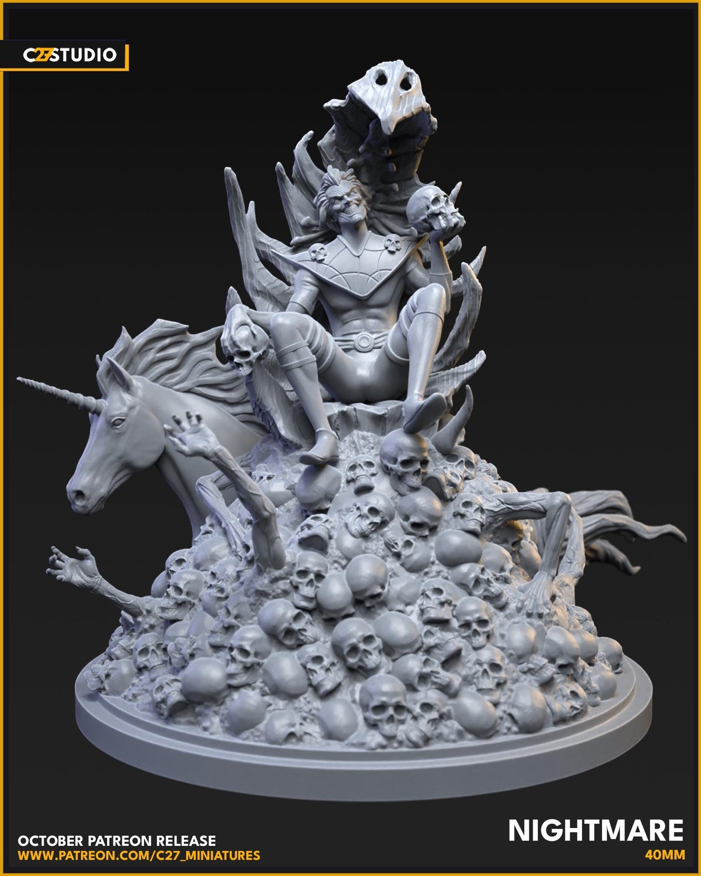 Nightmare 40mm miniature (sculpted by C27 collectibles) (Crisis Protocol Proxy/Alternative)