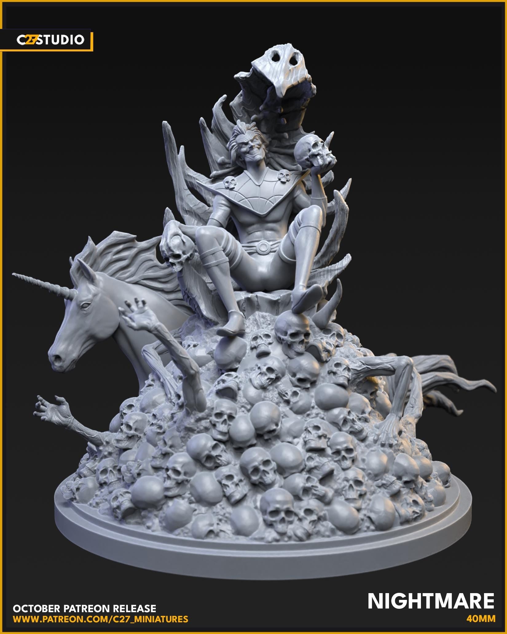 Nightmare 40mm miniature (sculpted by C27 collectibles) (Crisis Protocol Proxy/Alternative)