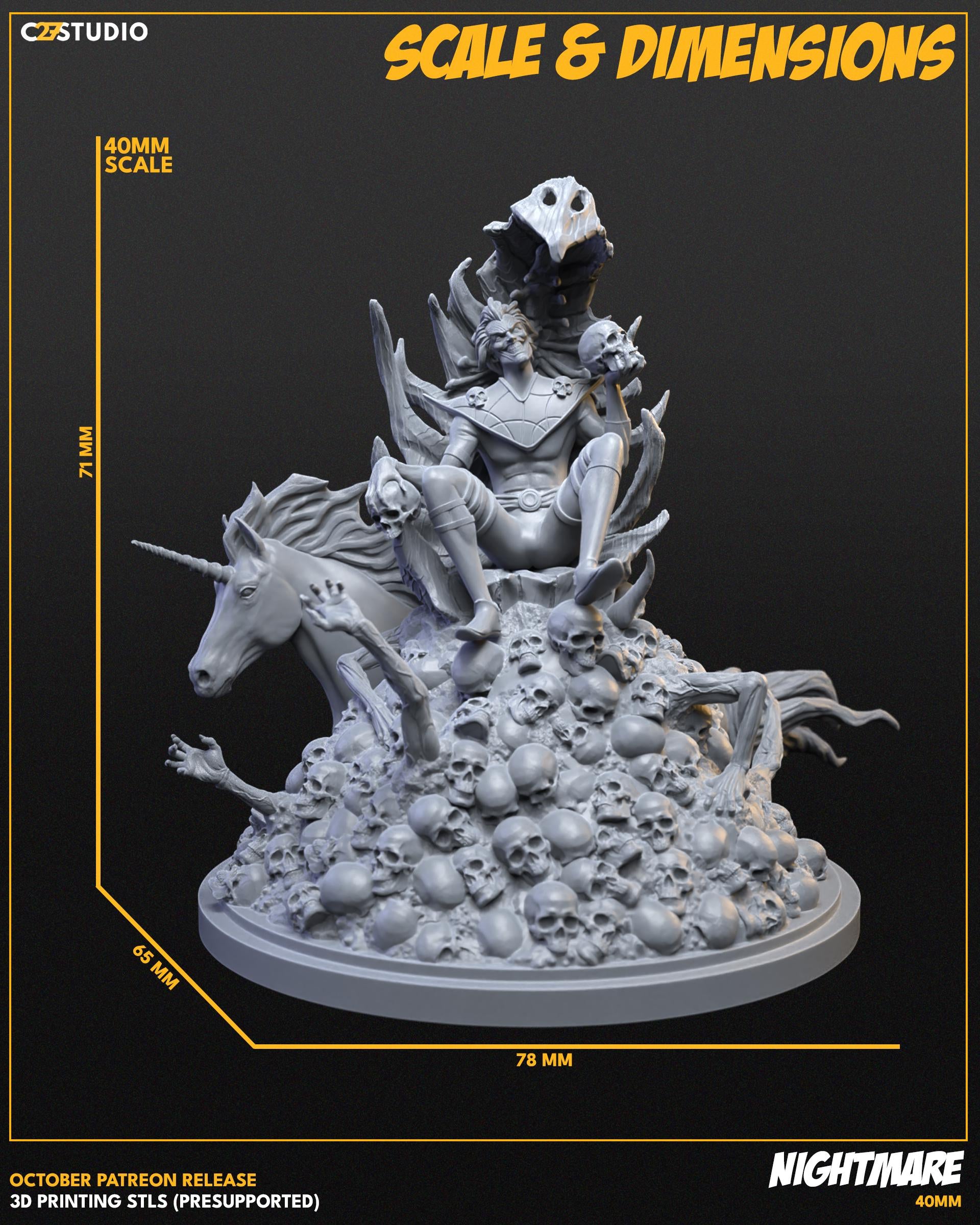 Nightmare 40mm miniature (sculpted by C27 collectibles) (Crisis Protocol Proxy/Alternative)
