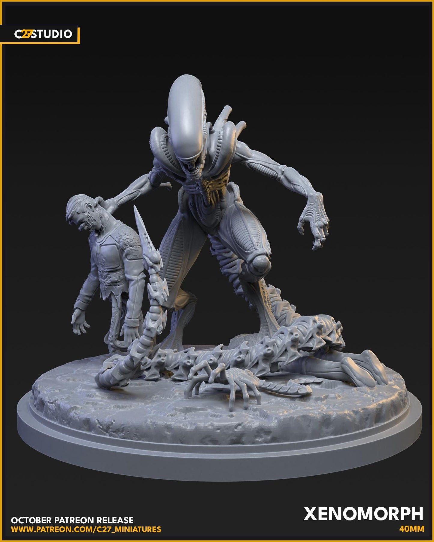 Xenomorph 40mm miniature (sculpted by C27 collectibles) (Crisis Protocol Proxy/Alternative)