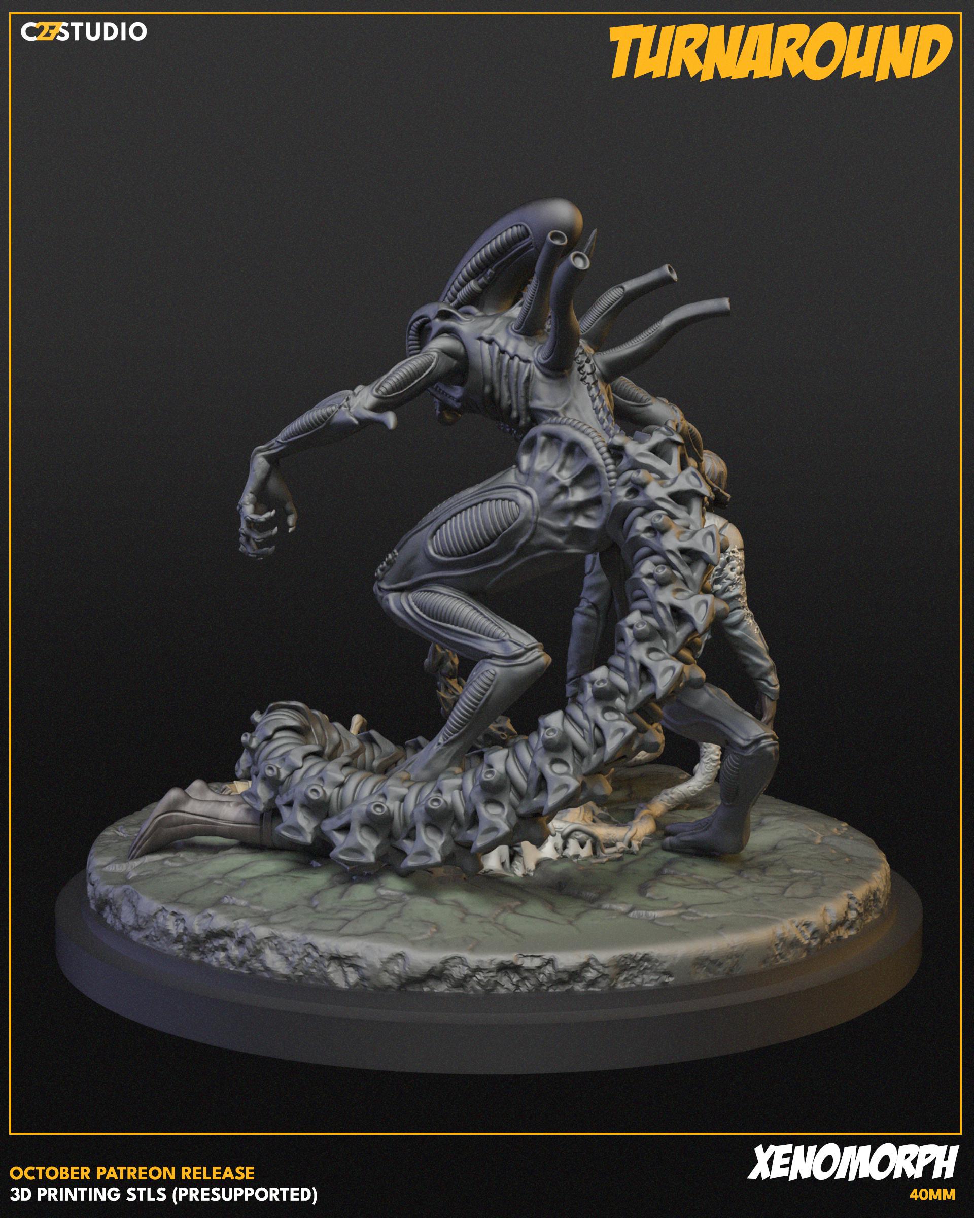 Xenomorph 40mm miniature (sculpted by C27 collectibles) (Crisis Protocol Proxy/Alternative)