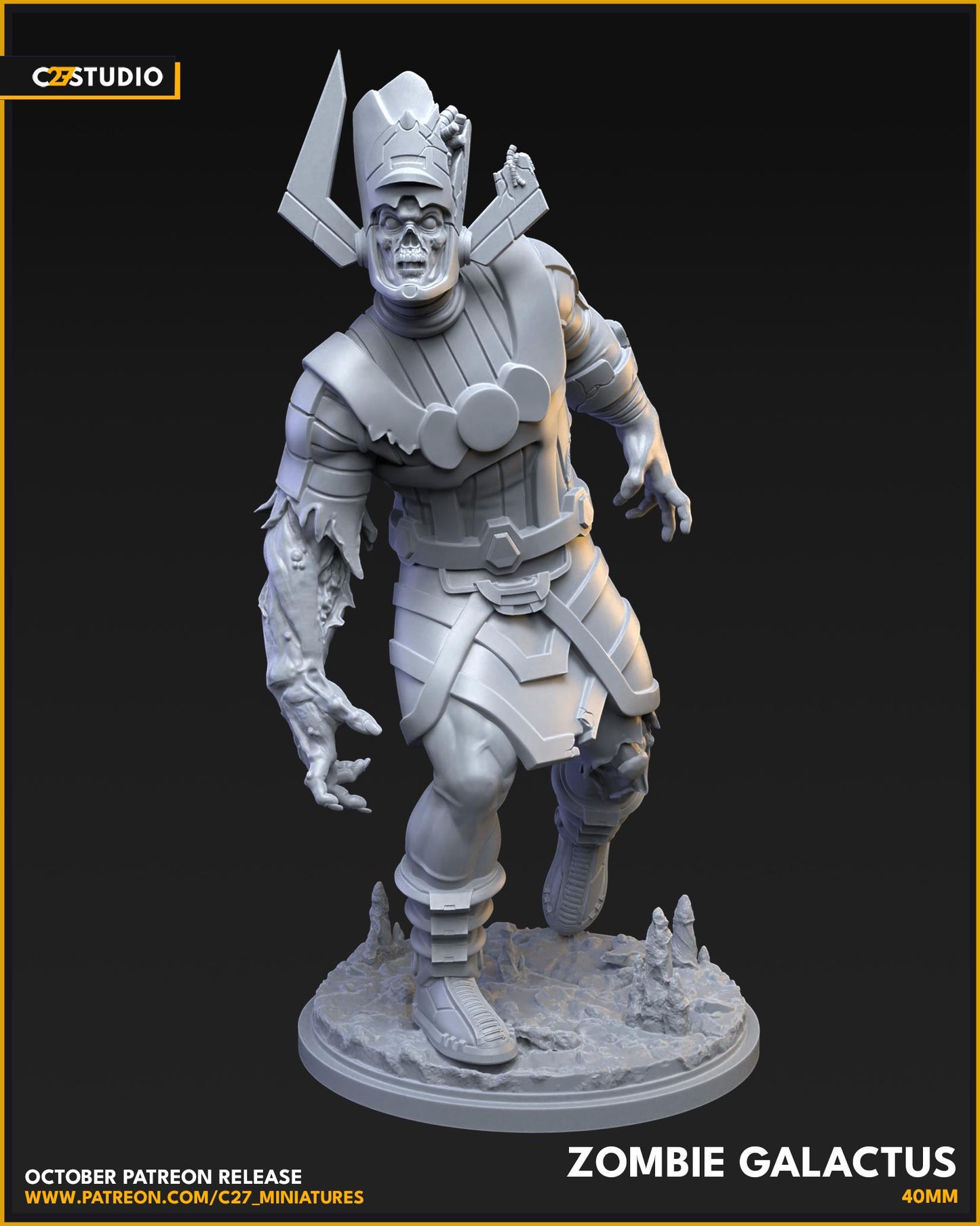 Zombie Galactus 40mm miniature (sculpted by C27 collectibles) (Crisis Protocol Proxy/Alternative)