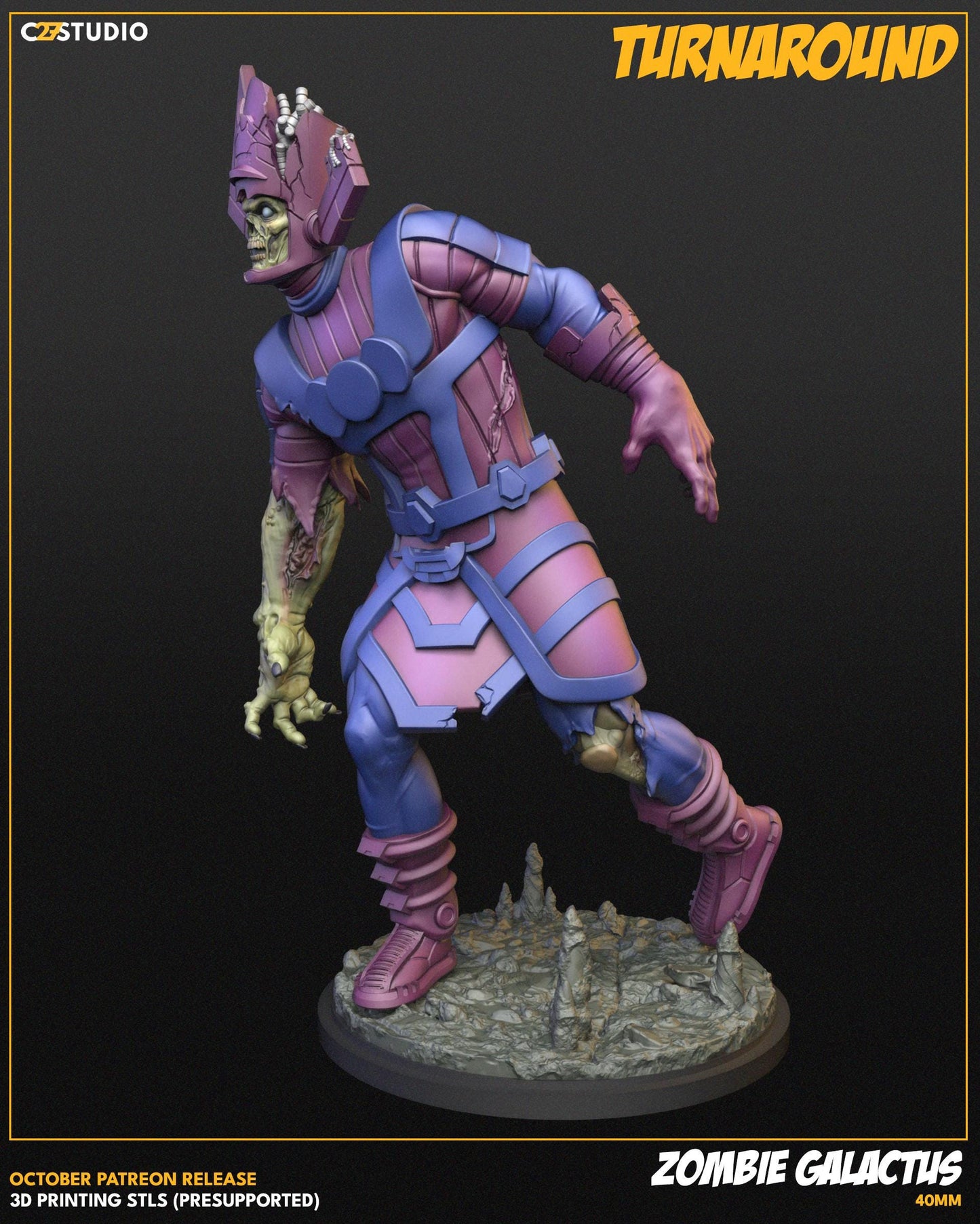 Zombie Galactus 40mm miniature (sculpted by C27 collectibles) (Crisis Protocol Proxy/Alternative)