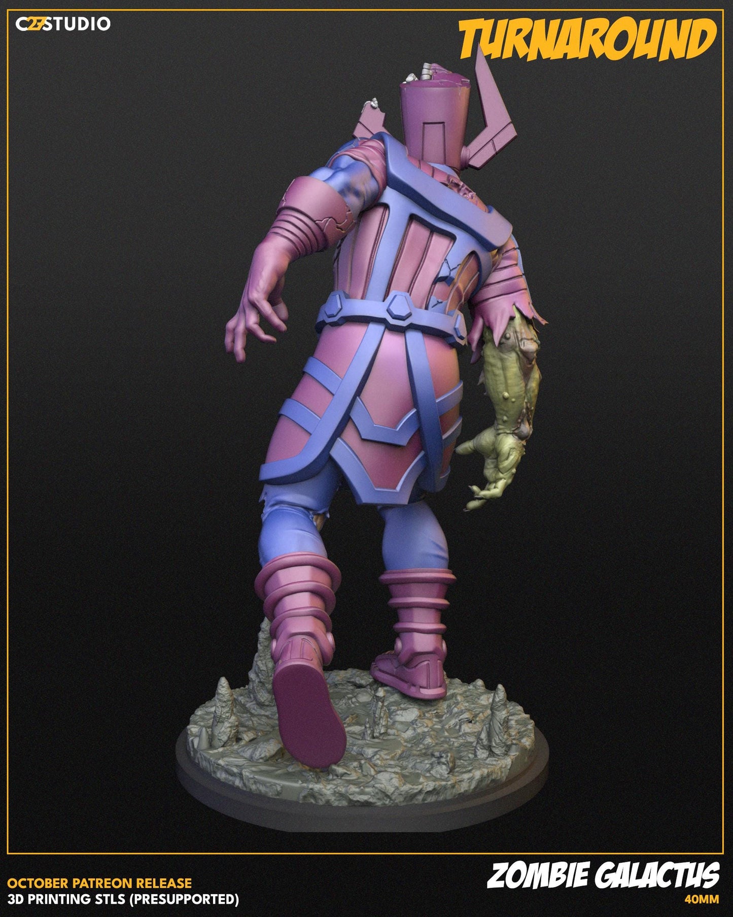 Zombie Galactus 40mm miniature (sculpted by C27 collectibles) (Crisis Protocol Proxy/Alternative)