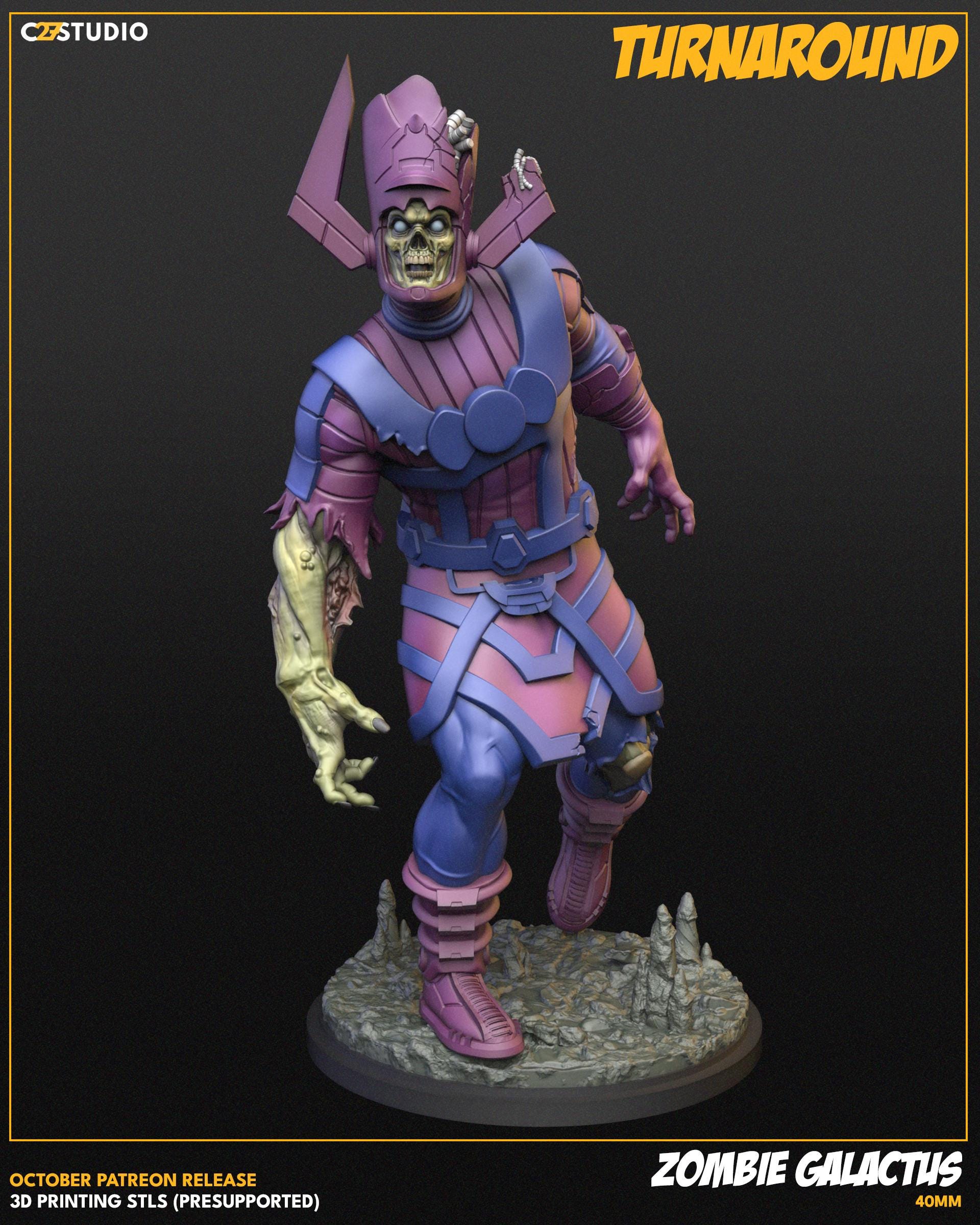 Zombie Galactus 40mm miniature (sculpted by C27 collectibles) (Crisis Protocol Proxy/Alternative)