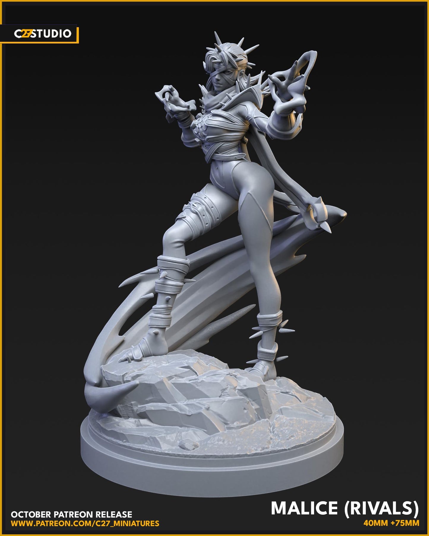 Malice (Rivals) 40mm miniature (sculpted by C27 collectibles) (Crisis Protocol Proxy/Alternative)