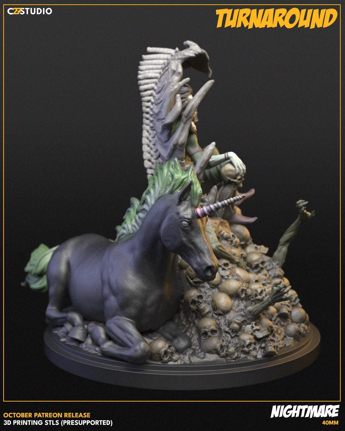 Nightmare 40mm miniature (sculpted by C27 collectibles) (Crisis Protocol Proxy/Alternative)