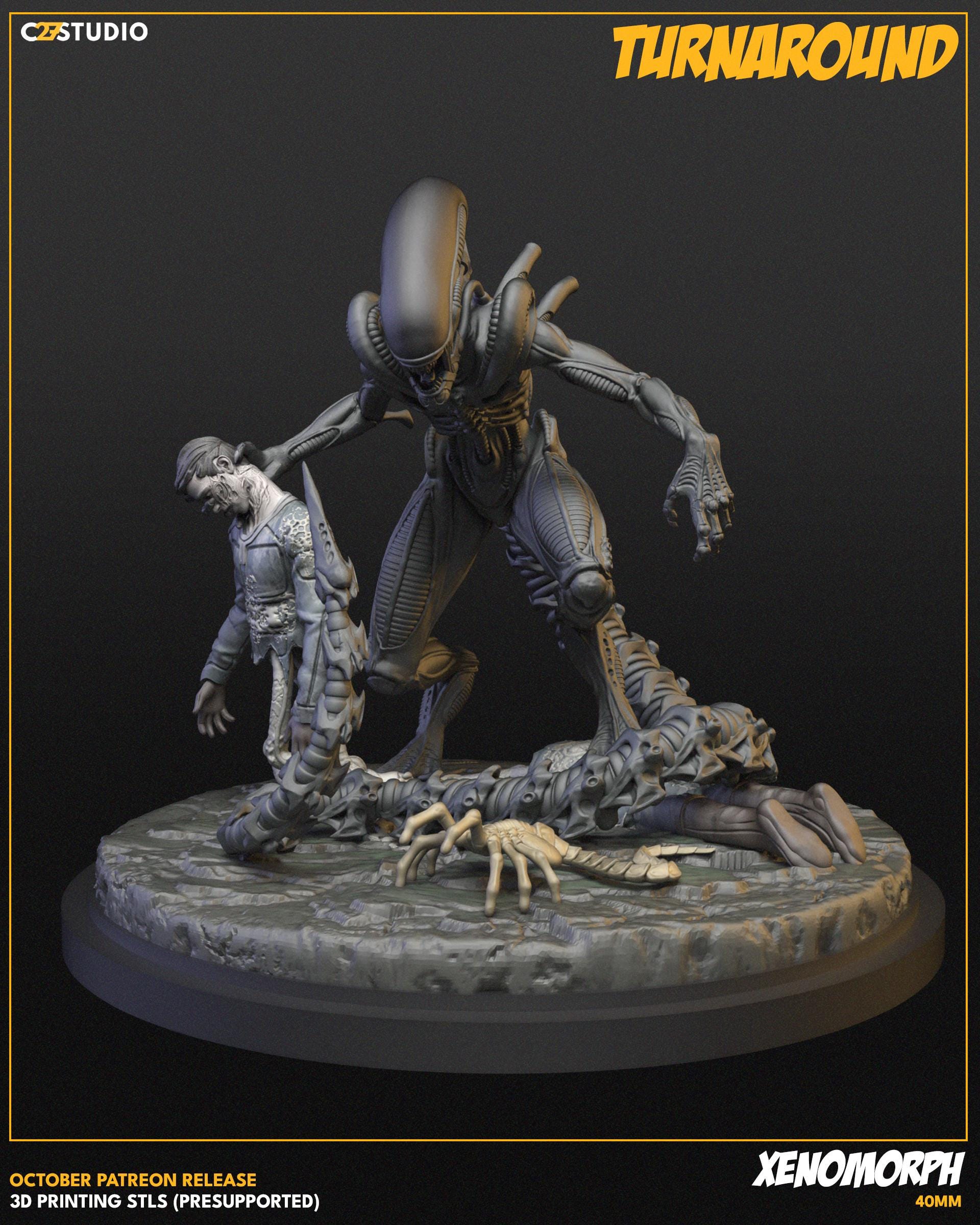 Xenomorph 40mm miniature (sculpted by C27 collectibles) (Crisis Protocol Proxy/Alternative)