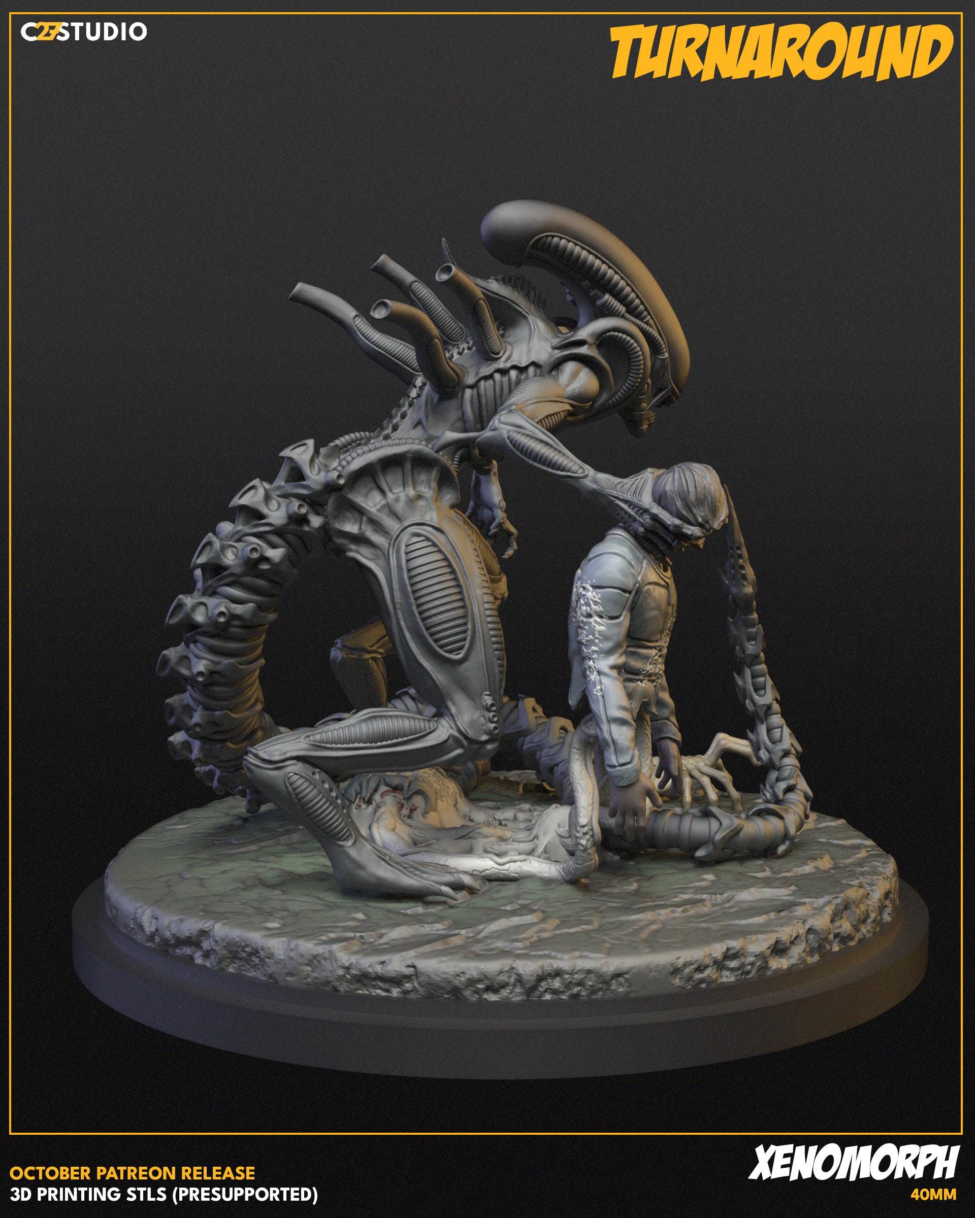 Xenomorph 40mm miniature (sculpted by C27 collectibles) (Crisis Protocol Proxy/Alternative)