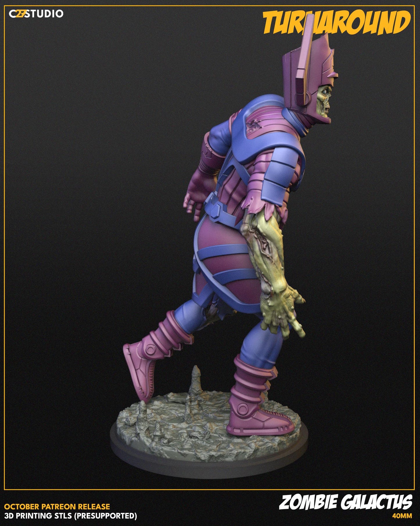 Zombie Galactus 40mm miniature (sculpted by C27 collectibles) (Crisis Protocol Proxy/Alternative)