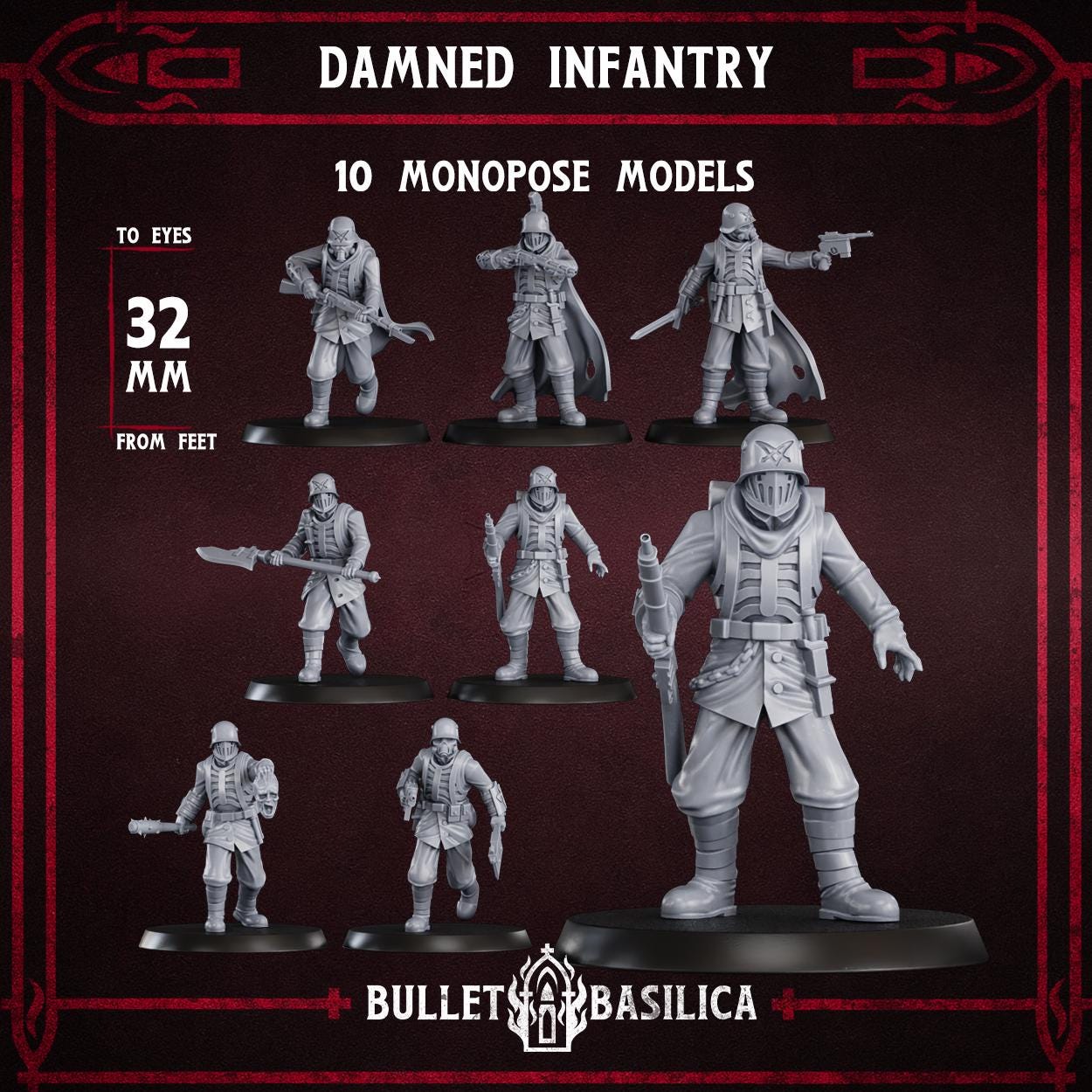 Damned Infantry Squad (x10) - Sculpted by Bullet Basilica