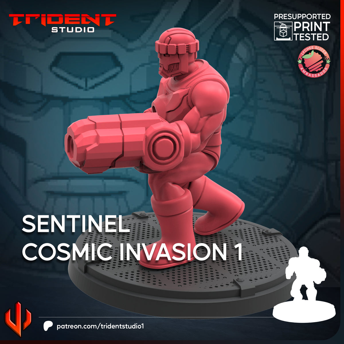 Sentinel 1 (Cosmic Invasion) Fan-Art 40mm Resin Miniature – Superhero Skirmish Proxy (Sculpted by Trident Studio)