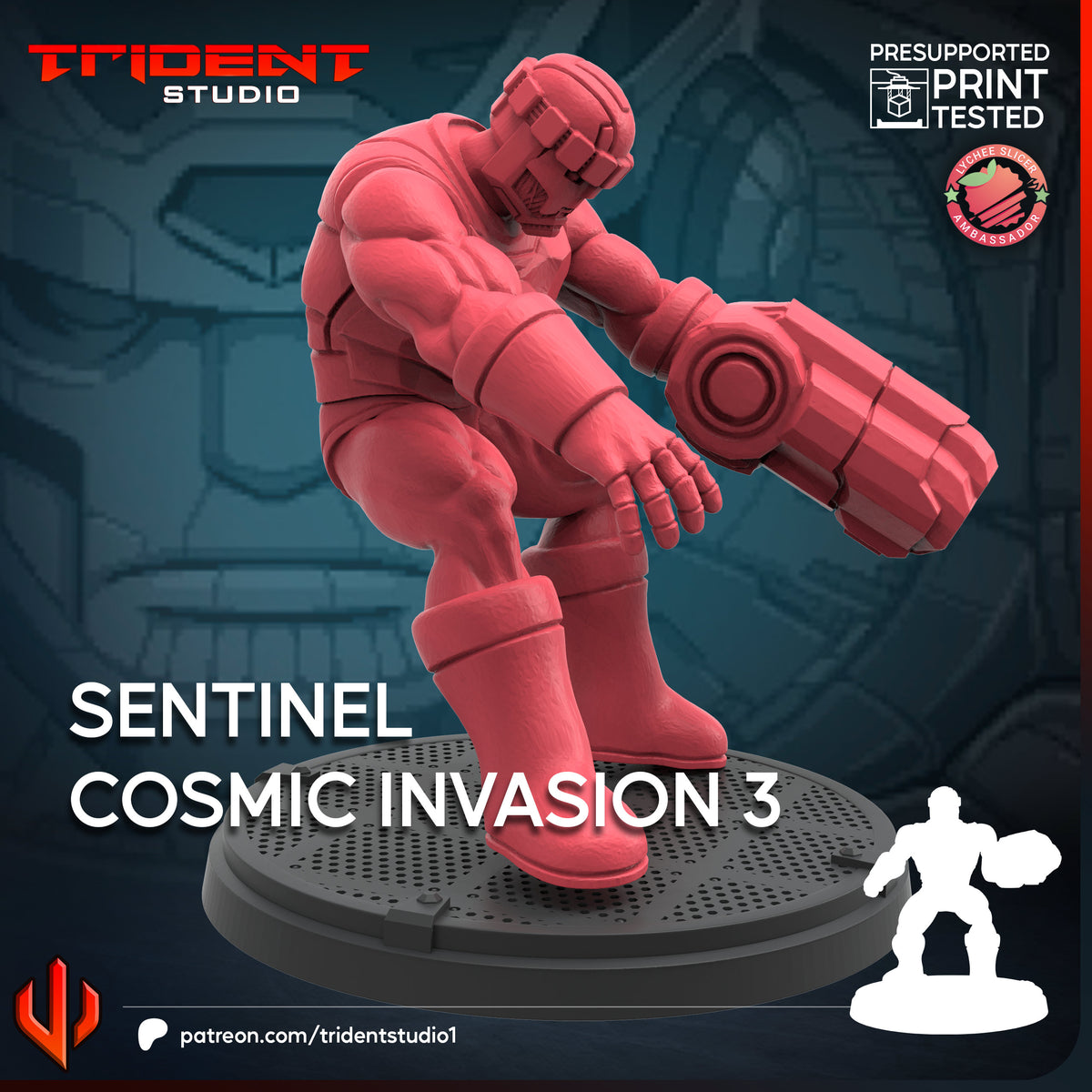 Sentinel 3 (Cosmic Invasion) Fan-Art 40mm Resin Miniature – Superhero Skirmish Proxy (Sculpted by Trident Studio)