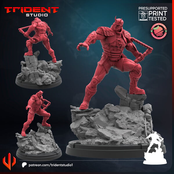 Daredevil (Rivals) (Fan art sculpted by Trident Studio) (Crisis Protocol Proxy/Alternative)