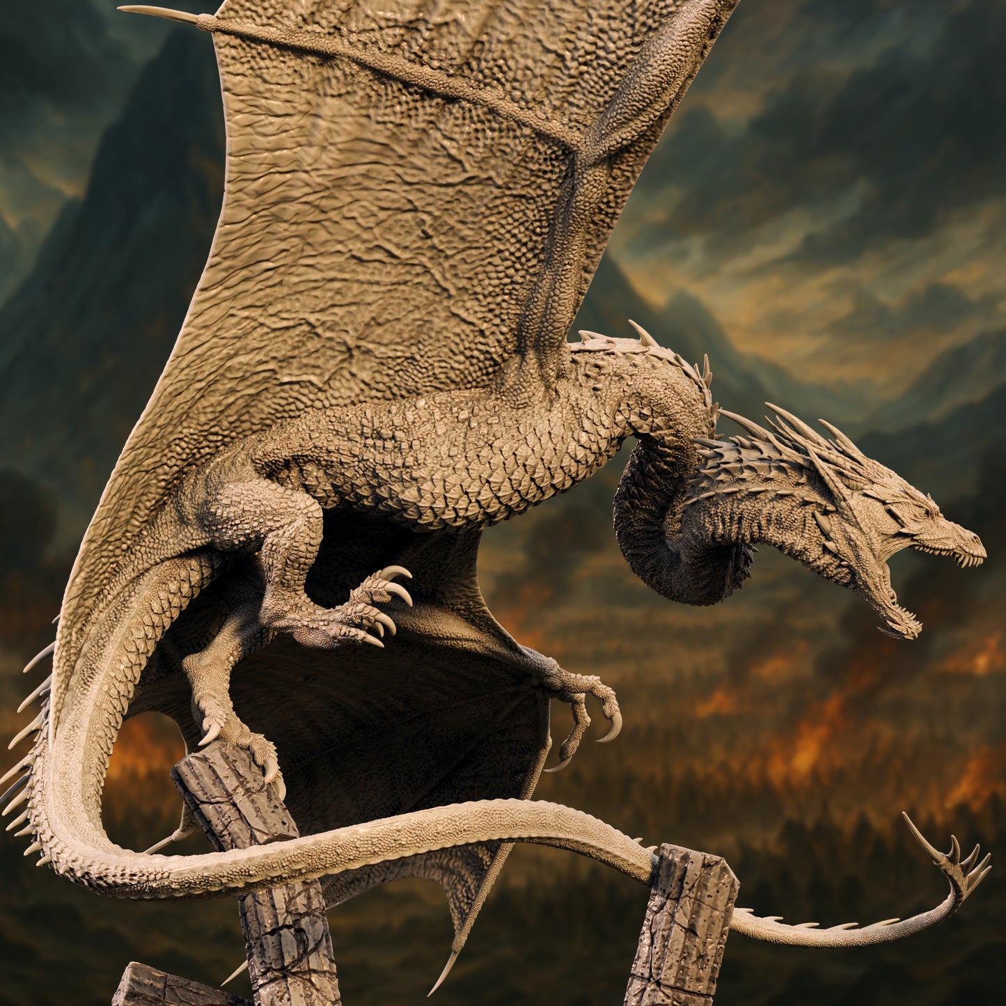 Selthrax Gargantuan Dragon - Two Poses (Sculpted by The Printing Goes Ever On)