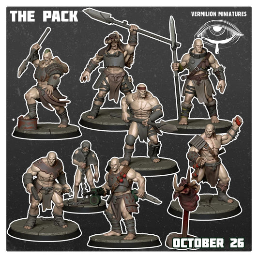 The Pack post-apocalyptic mutant warband 32mm resin miniatures by Vermilion Miniatures