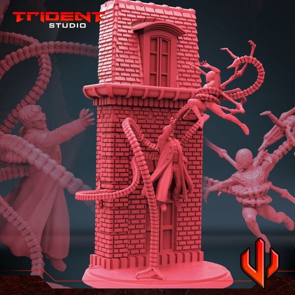 Dr Octopus and Iron Spider-Man Diorama (Fan art sculpted by Trident Studio) (Crisis Protocol Proxy/Alternative)