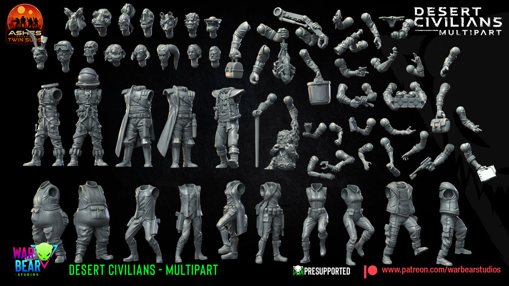 Desert Civilians - Multipart - builds 15+ figures (Sculpted by War Bear Studios)