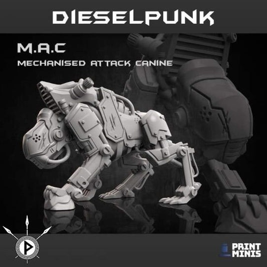 Dieselpunk Mechanised Attack Canine (M.A.C.) - by Print Minis