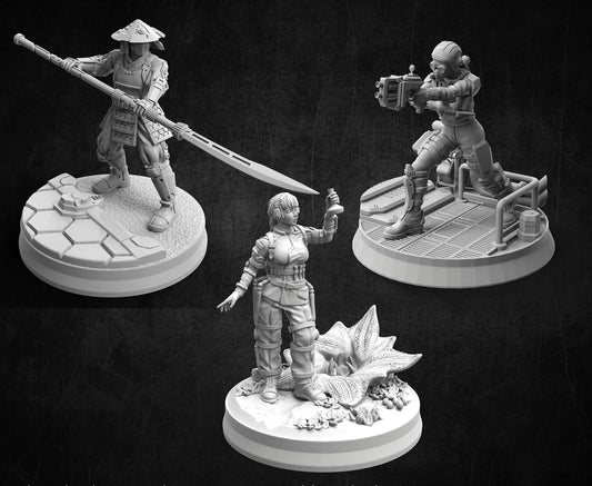 Print Minis Sample Pack (samurai/scientist/spy)