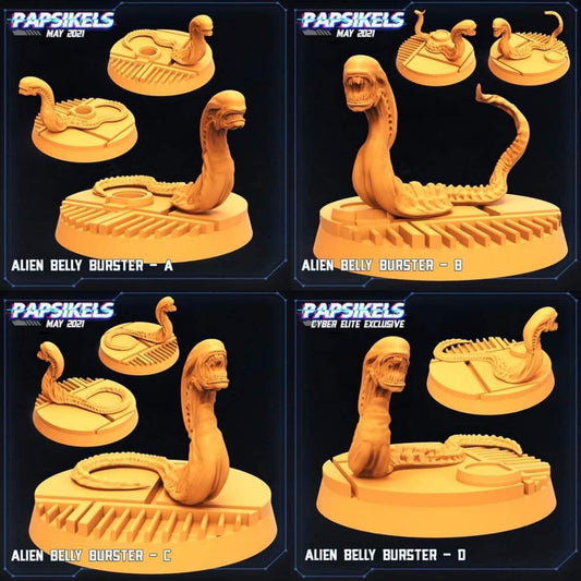 Xenomorph Alien Chest Burster - set of 4 (sculpted by Papsikels)