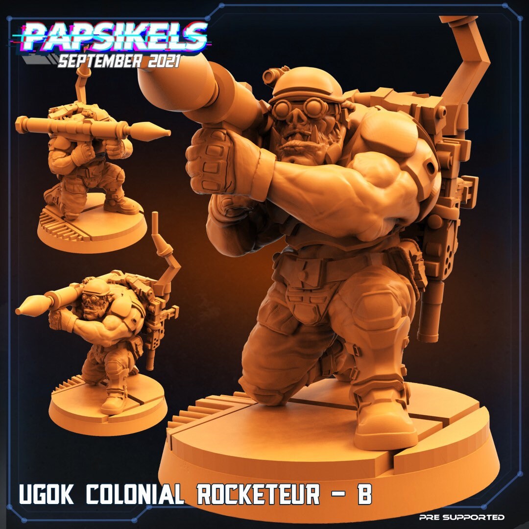 Ugok Colonial Marine Rocketeur / Orks / Orruks / Ogryns (sculpted by Papsikels)