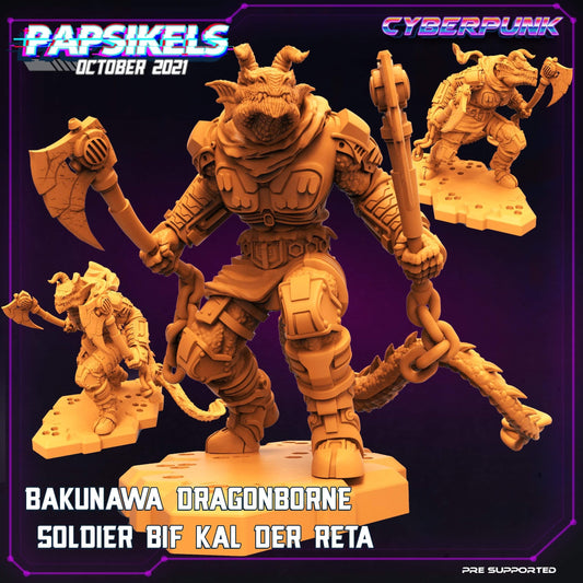 Bakunawa Dragonborne Soldier Bif Kal Der Reta (cyberpunk / sci-fi miniature)