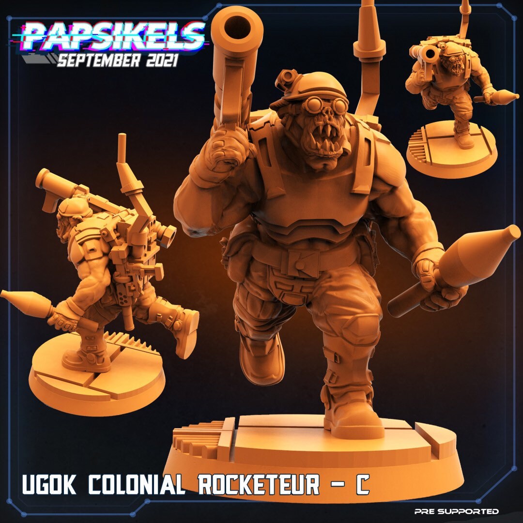 Ugok Colonial Marine Rocketeur / Orks / Orruks / Ogryns (sculpted by Papsikels)