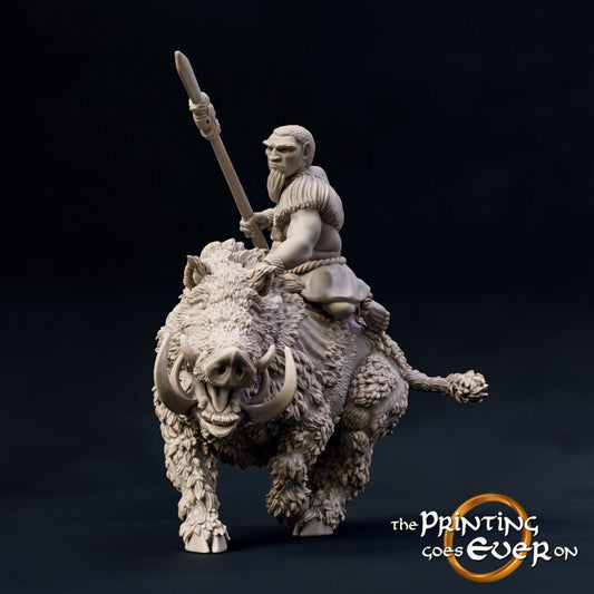 Woodwose on Great Boar(sculpted by The Printing Goes Ever On)