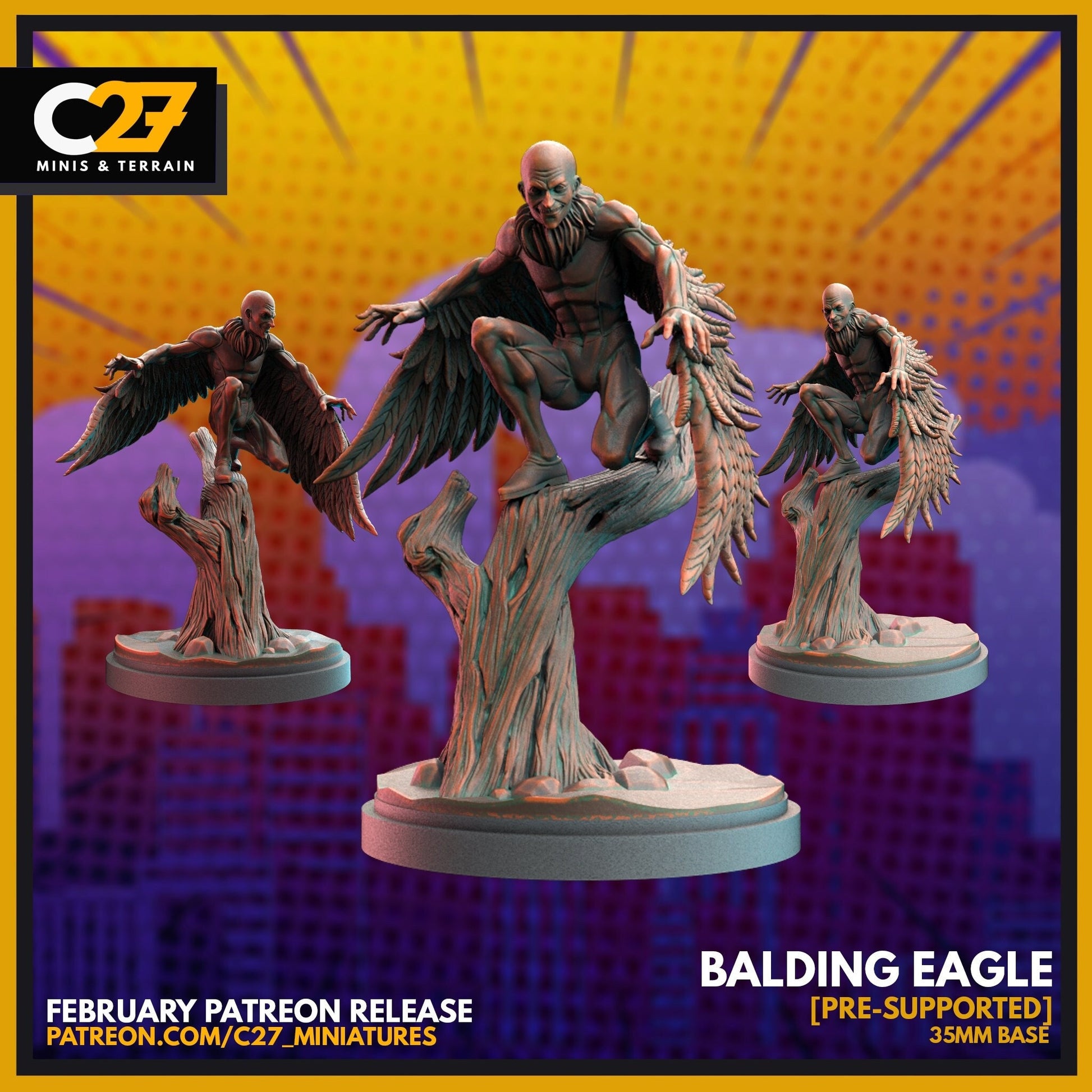 Vulture / Balding Eagle 40mm miniature (sculpted by C27 collectibles) (Crisis Protocol Proxy/Alternative)