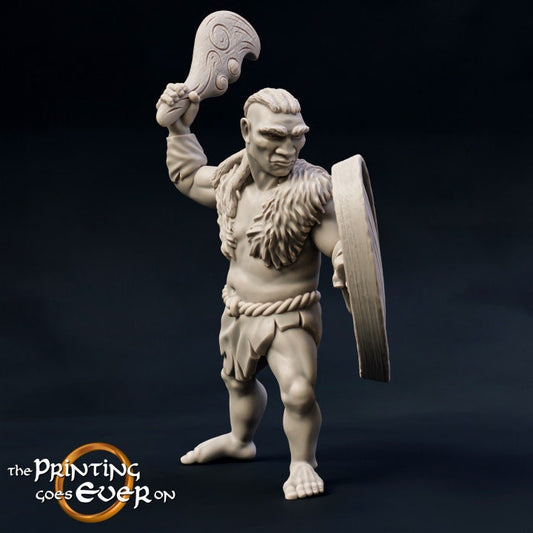 Woodwose with Mace & Shield A (sculpted by The Printing Goes Ever On)