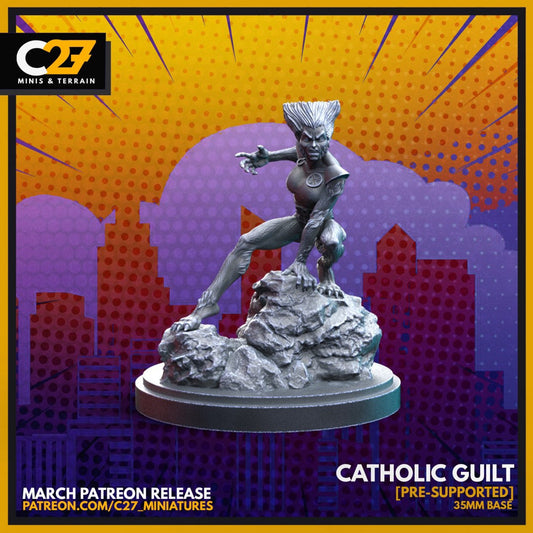 Wolfsbane / Catholic Guilt 40mm miniature (sculpted by C27 collectibles) (Crisis Protocol Proxy/Alternative)