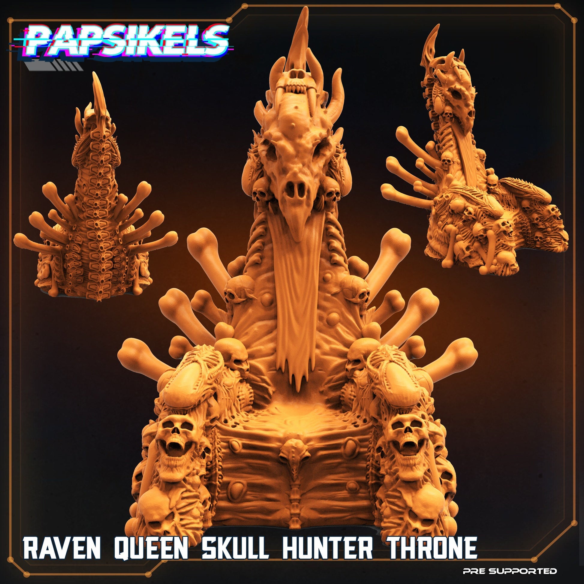 Raven Queen Skull Hunter on throne - Predator Fan Art (sculpted by Papsikels)