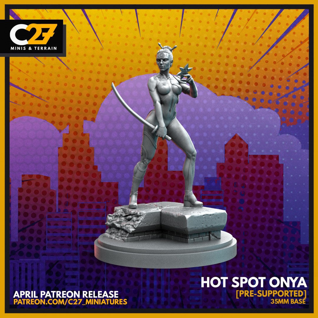 Lady Bullseye / Hot Spot Anya 40mm miniature (sculpted by C27 collectibles) (Crsis Protocol Proxy/Alternative)