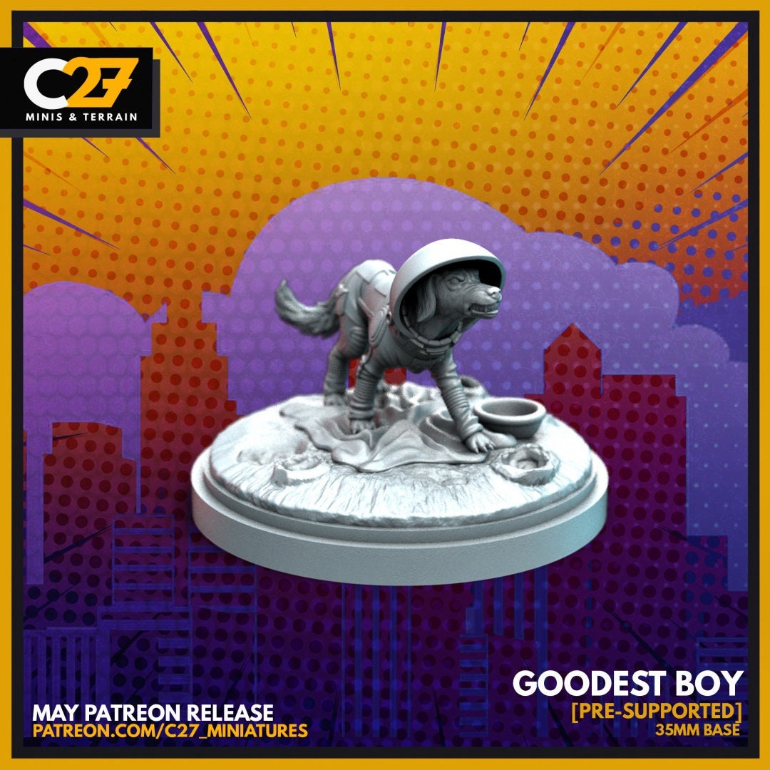 Cosmo / Goodest Boy 40mm miniature (sculpted by C27 collectibles) (Crisis Protocol Proxy/Alternative)