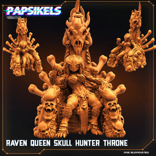 Raven Queen Skull Hunter on throne - Predator Fan Art (sculpted by Papsikels)