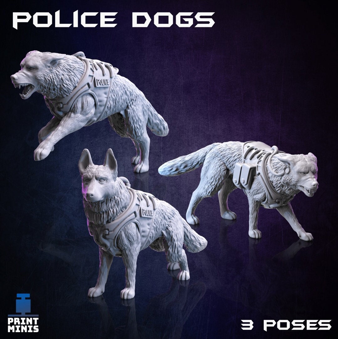 Police Dogs - Set of 3 (by Print Minis)