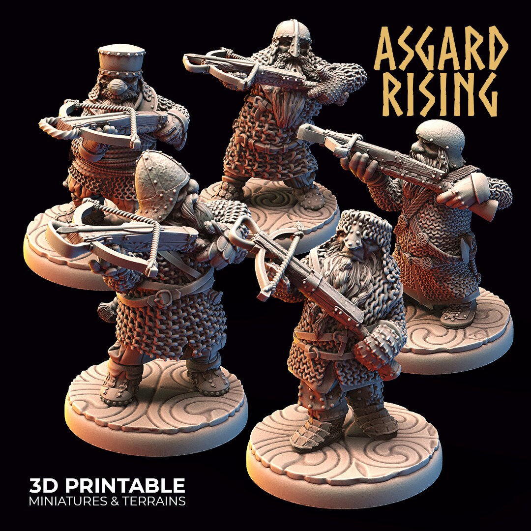 Dwarf Crossbow & Chain Mail Modular Warband (set of 5) by Asgard Rising